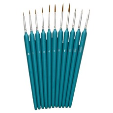 Wishflick 軟毛水彩畫筆 綠色 11件組, 1套, 0.3~2.3cm