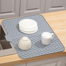 Simlia 廚房矽膠餐具瀝水墊 特大號, 現代灰, 1層, 1個