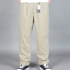 男士 Lael 寬鬆水洗雙褶類亞麻半鬆緊帶長褲