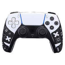 HOHOO PS5 客製化防滑握把貼片 控制器 黑色, DualSense, 1個