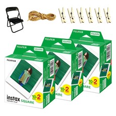 FUJIFILM 富士 instax 方形底片 60入+相片椅 隨機出貨+相片線組, 1套