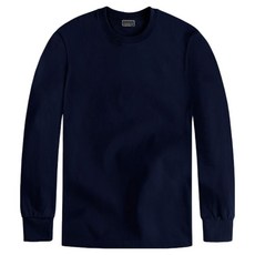 男女通用結實20支紗透氣圓領長袖T恤 MDLT759UN, 海軍藍