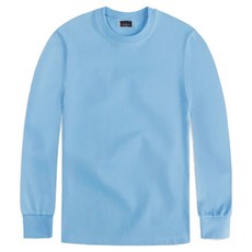 男女通用結實20支紗透氣圓領長袖T恤 MDLT759UN, 天藍色
