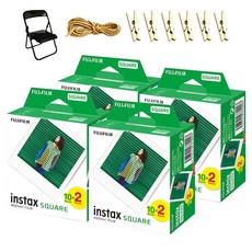 FUJIFILM 富士 instax 方形底片 80張 + 照片椅 隨機出貨 + 照片掛繩 套組, 1套