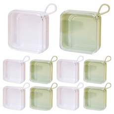 파라다이소 뷰티 사각 납작 팩트 휴대용 퍼프 케이스 2종 x 5p 세트, 1세트, 화이트그린반반