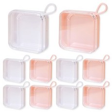 파라다이소 뷰티 사각 납작 팩트 휴대용 퍼프 케이스 2종 x 5p 세트, 1세트, 핑크화이트반반