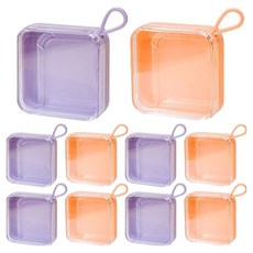 파라다이소 뷰티 사각 납작 팩트 휴대용 퍼프 케이스 2종 x 5p 세트, 1세트, 퍼플오렌지반반