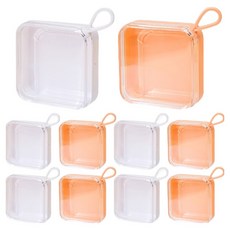 파라다이소 뷰티 사각 납작 팩트 휴대용 퍼프 케이스 2종 x 5p 세트, 1세트, 화이트오렌지반반