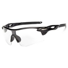 Elmountain 運動太陽眼鏡 + 眼鏡盒組, 黑色鏡框 + 透明鏡片, 1套