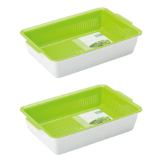 UDA 有達 經典瀝水籃 雙層 顏色隨機, 小(33.5 x 22 x 7.7cm), 2個