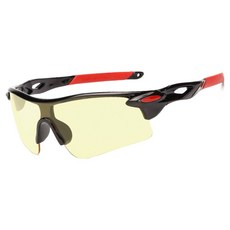 Elmountain 運動太陽眼鏡 + 眼鏡盒組, 黑色鏡框 + 黃色鏡片, 1套