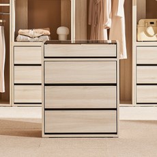 장인가구 채움 드레스룸 아일랜드 서랍장 600 방문설치, 크림 내추럴, 4단