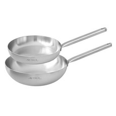 한일스텐레스 IH인덕션 에테르 통5중 무연마제 스텐304 프라이팬 세트 2개, 실버, 프라이팬 24cm + 궁중팬 28cm, 1세트