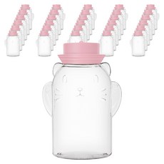 아조아 고양이 디자인 냐옹 페트 보틀 + 해군모 이중캡 세트, 핑크(이중캡), 32개, 300ml