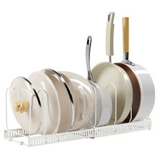 KKAEBIDA 可調節長度滑動式平底鍋收納架, 1層, 1個, 白色