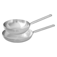 한일스텐레스 IH인덕션 에테르 통5중 무연마제 스텐304 프라이팬 세트 2개, 실버, 프라이팬 28cm + 궁중팬 24cm, 1세트