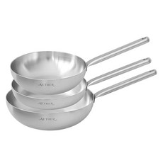 HANIL STAINLESS STEEL Aether IH電磁爐用 全五層 無研磨劑 304不鏽鋼 平底鍋 3件組, 銀色, 1套, 平底鍋 24cm + 炒鍋 24cm + 炒鍋 28cm