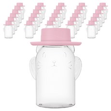 아조아 고양이 디자인 냐옹 페트 보틀 + 중절모 이중캡 세트, 핑크(이중캡), 32개, 300ml