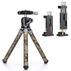 레오포토 카본 스마트폰 클램프 + 미니삼각대 카모 세트, 1세트, 삼각대(MT-02C), 클램프(PC-90II)
