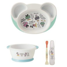 Skater 幼兒用易舀取餐具組, 1套, 迪士尼米奇素描研磨器 薄荷綠, 餐盤 + 碗 + 研磨器 & 湯匙