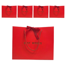 휴고잉 크라프트 리본 선물 종이 쇼핑백, 레드, 5개