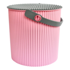 Hachiman Kasei 八幡化成 波紋收納桶 多功能收納 耐重150公斤 側邊孔洞可固定水管, 粉色/灰色, 10L