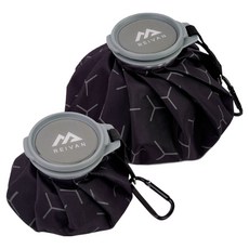 Reivan 防水塗層掛鉤式冷熱兩用敷袋 冰袋 大號 7 x 21 cm + 小號 7 x 14 cm 套組 黑色, 1套