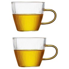 프렌치마르스 골드 손잡이 다용도 유리찻잔 150ml, 투명, 2개