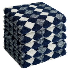 CHUNGMU TOWEL Clou망 Standard 菱格紋飯店紗染毛巾 160g 60支精梳棉, 5個, 菱格紋海軍藍
