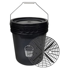 월드크린 버킷28 세차 버킷 + 그릿가드 + 뚜껑 세트, 블랙(세차버킷), 블랙(그릿가드), 블랙(뚜껑), 18L