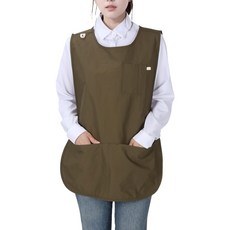 티팜 원피스형 브리본 앞치마, 다크카키, 1개