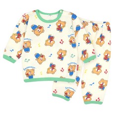 MilkBaby 嬰幼兒 Swimmer 可愛小熊格紋七分袖居家服上下套裝