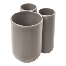 UMBRA Touch 3格牙刷收納架, 2小1大格收納空間，9.5 x 8 x 9.8 cm, 1個, 棕灰色