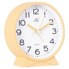 쳉다 맙소샵 폴리오 심플 알람 탁상시계 원형 HR896, 옐로우