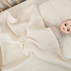 my little daisy 莫代爾鬆餅格紋毯 嬰兒被, 淺米色