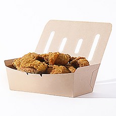 牛皮紙打孔型炸雞盒 小, 單一顏色, 1個