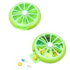 Yegrina 攜帶式藥盒 藥丸盒 7格 綠色, 2個