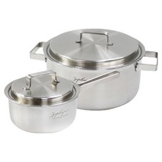 HANIL STAINLESS STEEL IH電磁爐 Zephyrus 304不鏽鋼鍋具組 2件組, 銀色, 1套, 16cm單柄鍋 + 20cm雙耳鍋