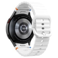 SPACE SHIELD Galaxy Watch 相容 一鍵式翼型波浪縫線矽膠錶帶 20mm, 1個, 白色