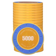 AAHM 16G 邊緣撲克籌碼 5000, 黃色, 25個