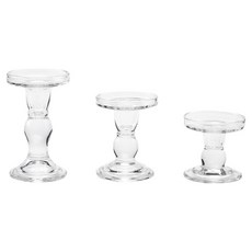 Make Mine Glassroma 玻璃柱狀燭台 3件組, 透明