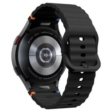 SPACE SHIELD Galaxy Watch 相容 一鍵式翼型波浪縫線矽膠錶帶 20mm, 1個, 黑色