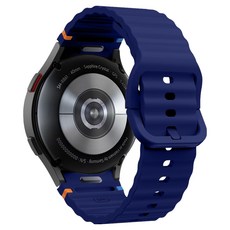 SPACE SHIELD Galaxy Watch 相容 一鍵式翼型波浪縫線矽膠錶帶 20mm, 1個, 午夜藍