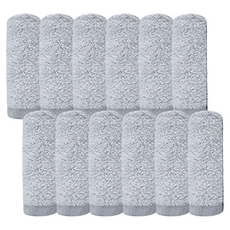 OK-PO-LO 好馬牌 素面竹炭吸水毛巾 12件組, 灰色, 1組