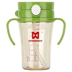 Momsmodo 嬰幼兒用 PPSU 一鍵式 Easy 吸管杯, 原創綠色, 1個, 250ml