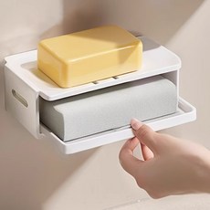 깔꼼샵 무타공 화장실청소 비누받침대, 화이트, 1개