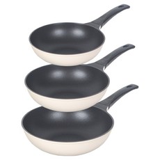 Elga 티타늄 주물 프라이팬 세트 3개, 혼합색상, 1세트, 궁중팬 20cm + 궁중팬 26cm + 궁중팬 28cm