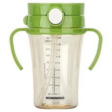 Momsmodo 好清洗 嬰幼兒 PPSU 一鍵式吸管杯, 經典綠色, 1個, 250ml
