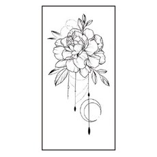 gelluna 黑色花朵身體重點裝飾自助紋身刺青貼紙, 1個, T-50