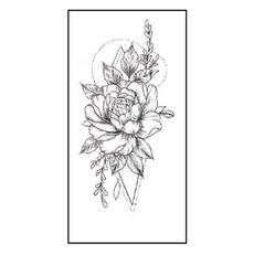 젤루나 블랙 플라워 바디 포인트 셀프 문신 타투 스티커, T-41, 1개